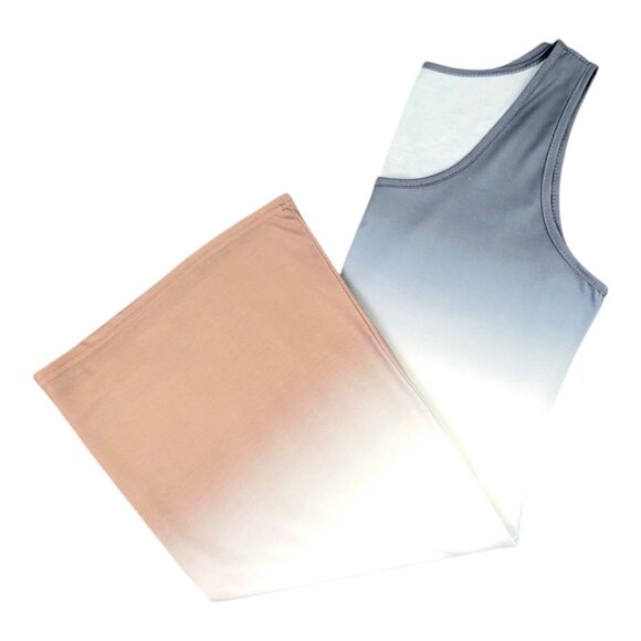 Womens XL Colorblock Ombre Tank Dress Stylish Sleeveless Summer Tunic Round Neck - Picture 7 of 11